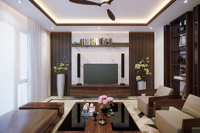 Thiết kế nội thất phòng khách độc đáo với vách ngăn đẹp ngất ngây  Phan  Kiến Phát CoLtd