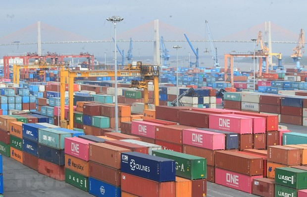 Các container hàng hóa tại Cảng Hải Phòng. Ảnh: An Đăng/TTXVN