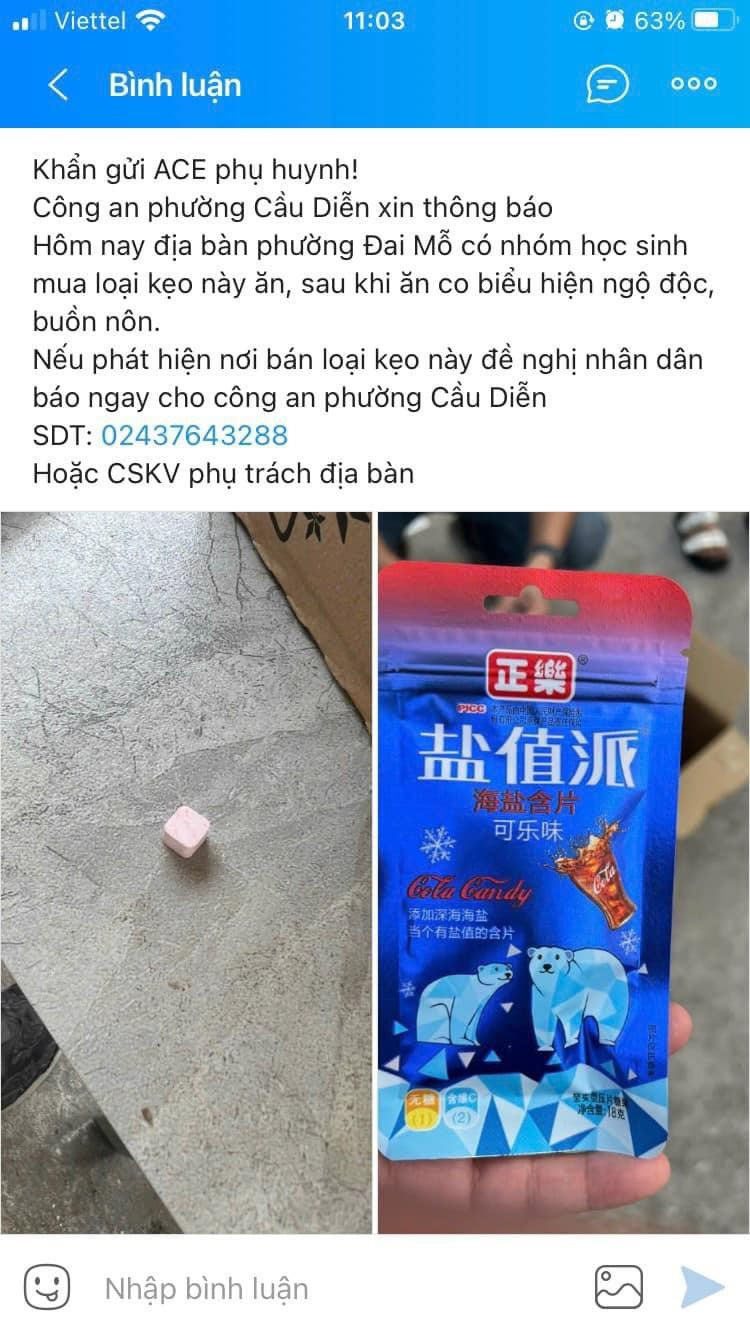 Sở Giáo dục - Đào tạo Hà Nội cảnh báo học sinh không ăn "kẹo lạ"