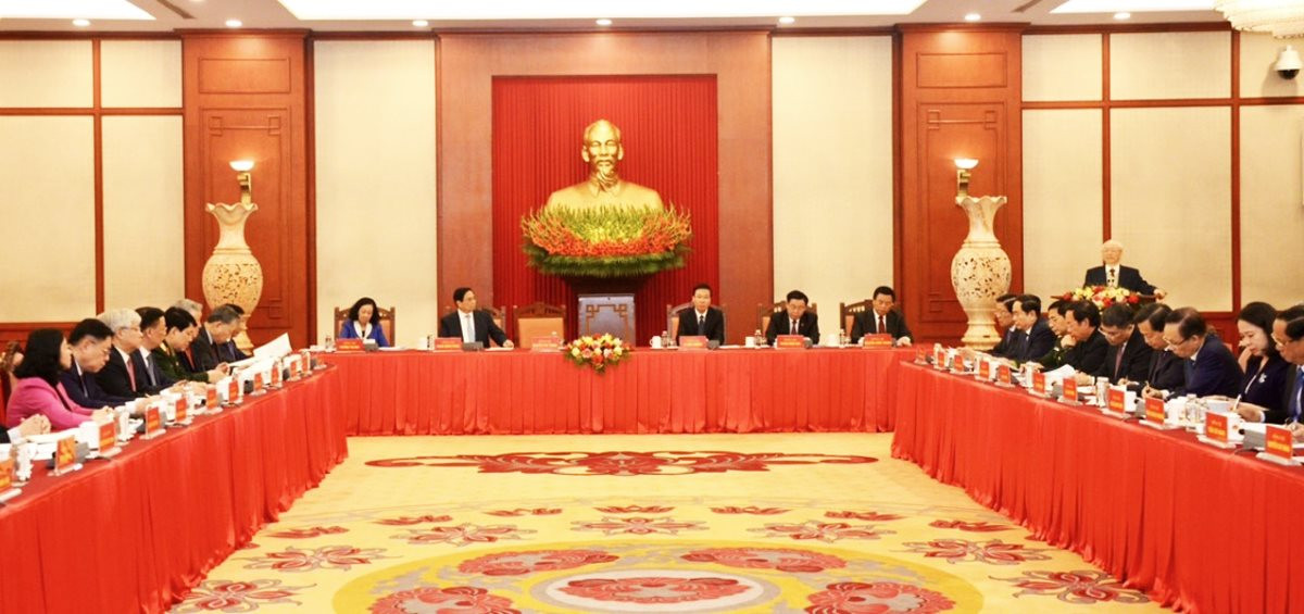 Tổng Bí thư Nguyễn Phú Trọng phát biểu tại cuộc họp. Ảnh: Trí Dũng