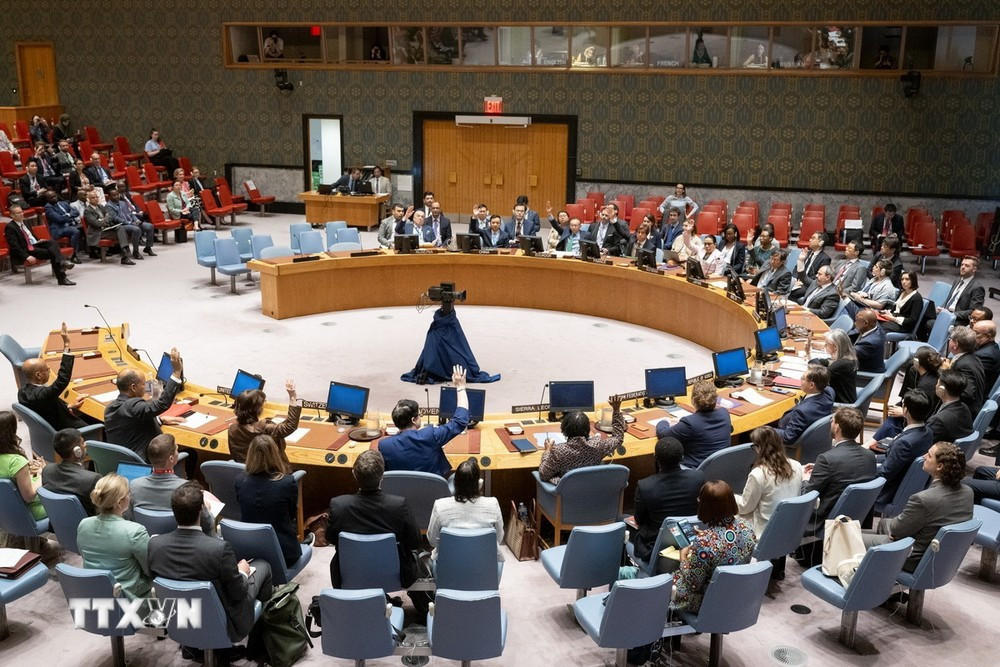 Toàn cảnh một cuộc họp của Hội đồng Bảo an Liên hợp quốc tại New York, Mỹ, ngày 24/5/2024. (Ảnh: THX/TTXVN)