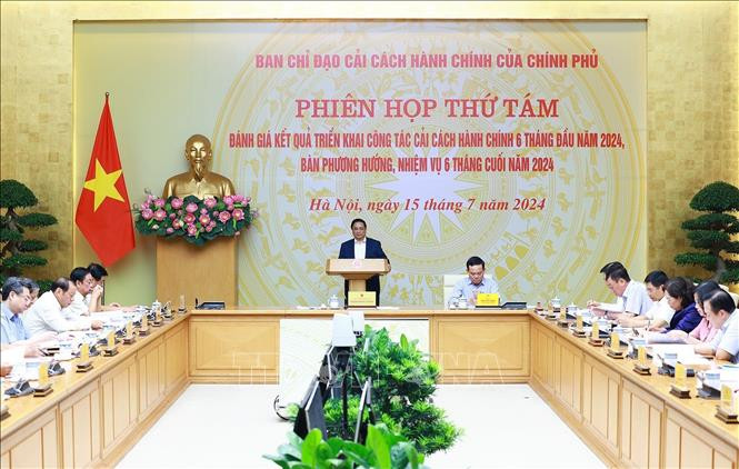 Thủ tướng Phạm Minh Chính, Trưởng ban Chỉ đạo Cải cách hành chính của Chính phủ chủ trì phiên họp. Ảnh: Dương Giang-TTXVN