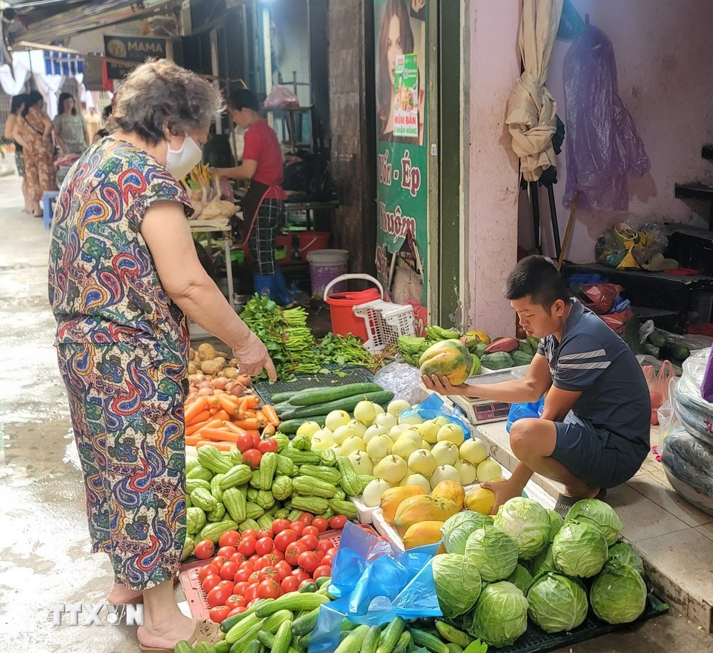 Giá các mặt hàng rau củ quả ở Hà Nội đã dần ổn định sau những ngày mưa bão. (Ảnh: Phương Anh/TTXVN)