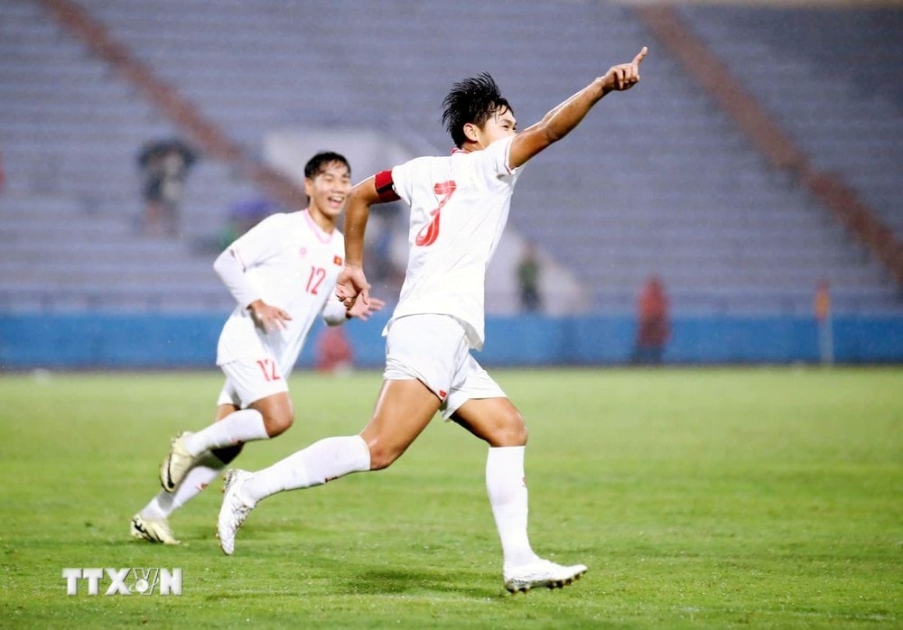 U17 Việt Nam giành quyền tham dự Vòng chung kết U17 châu Á 2025. (Ảnh: Tạ Toàn/TTXVN)