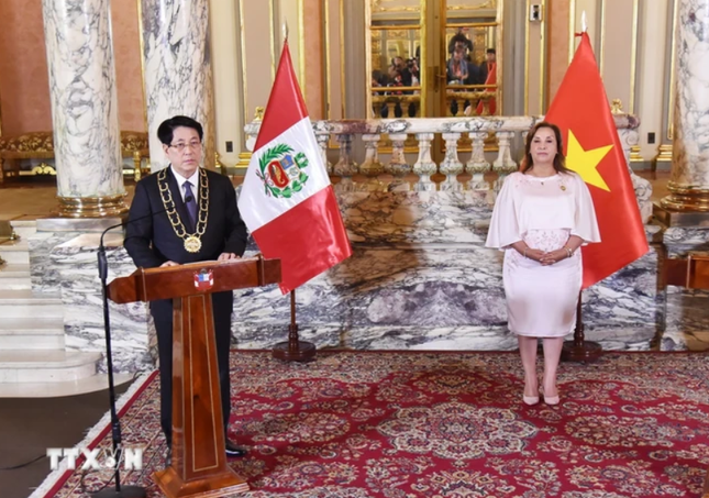 Lễ trao Huân chương ‘Mặt trời Peru’ cấp Đại Thập tự tặng Chủ tịch nước Lương Cường ảnh 2