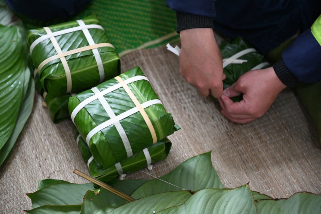 Những chiếc bánh chưng vuông vức, đẹp mắt