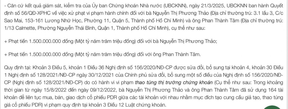 Hai cá nhân bị phạt 3 tỷ đồng do thao túng cổ phiếu của Bất động sản Phát Đạt