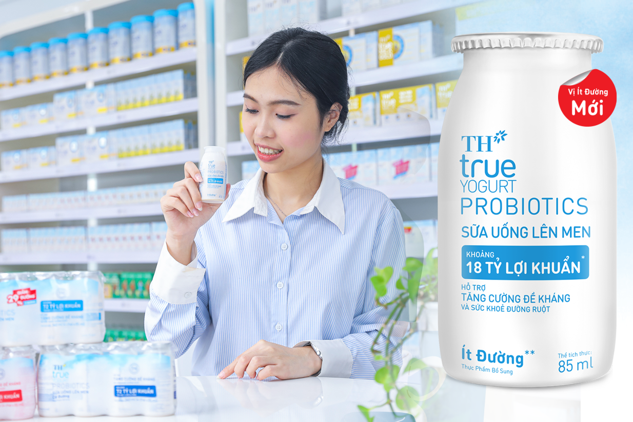 Công thức ưu việt của Sữa uống lên men ít đường TH true YOGURT PROBIOTICS