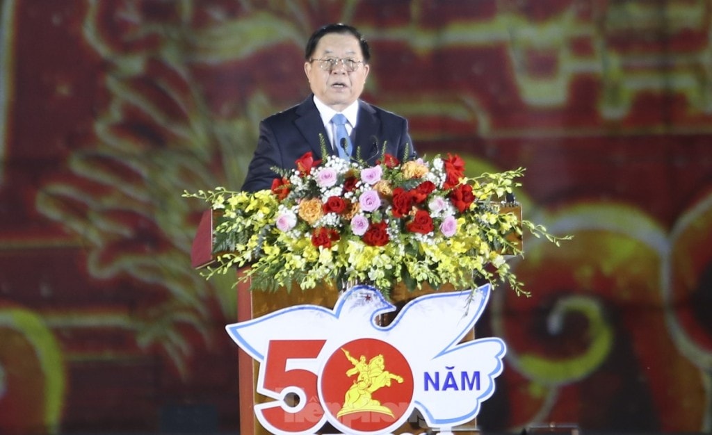 Bình Định đón nhận Huân chương Độc lập hạng Ba ảnh 3 Trưởng Ban Tuyên giáo và Dân vận Trung ương Nguyễn Trọng Nghĩa phát biểu tại buổi lễ. 