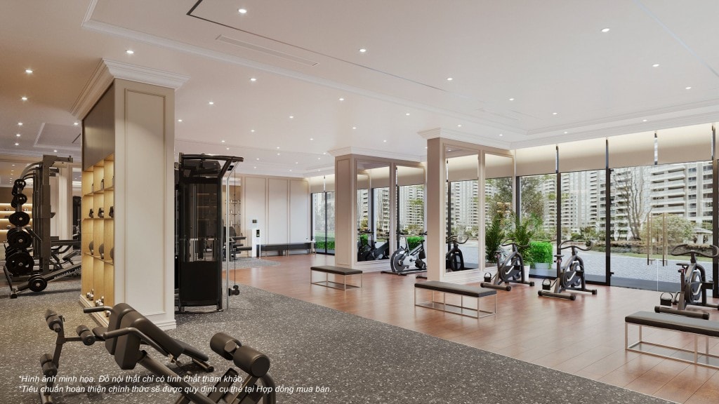 Phòng tập gym hiện đại nằm ngay trong toà tháp The Royce