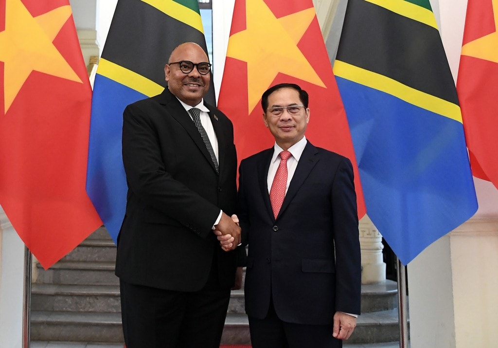 Phó Thủ tướng, Bộ trưởng Ngoại giao Bùi Thanh Sơn và Bộ trưởng Ngoại giao và Hợp tác Đông Phi nước Cộng hòa Thống nhất Tanzania Mahmoud Thabit Kombo - Ảnh: VGP/Hải Minh
