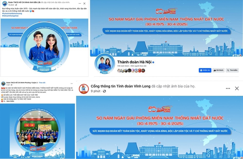 Các cơ sở Đoàn và đoàn viên, thanh niên thay hình avata thể hiện niềm tự hào một dải non sông