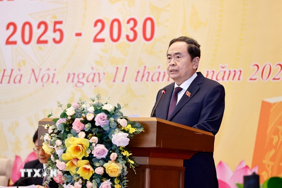 Chủ tịch Quốc hội Trần Thanh Mẫn phát biểu chỉ đạo. (Ảnh: Doãn Tấn/TTXVN)