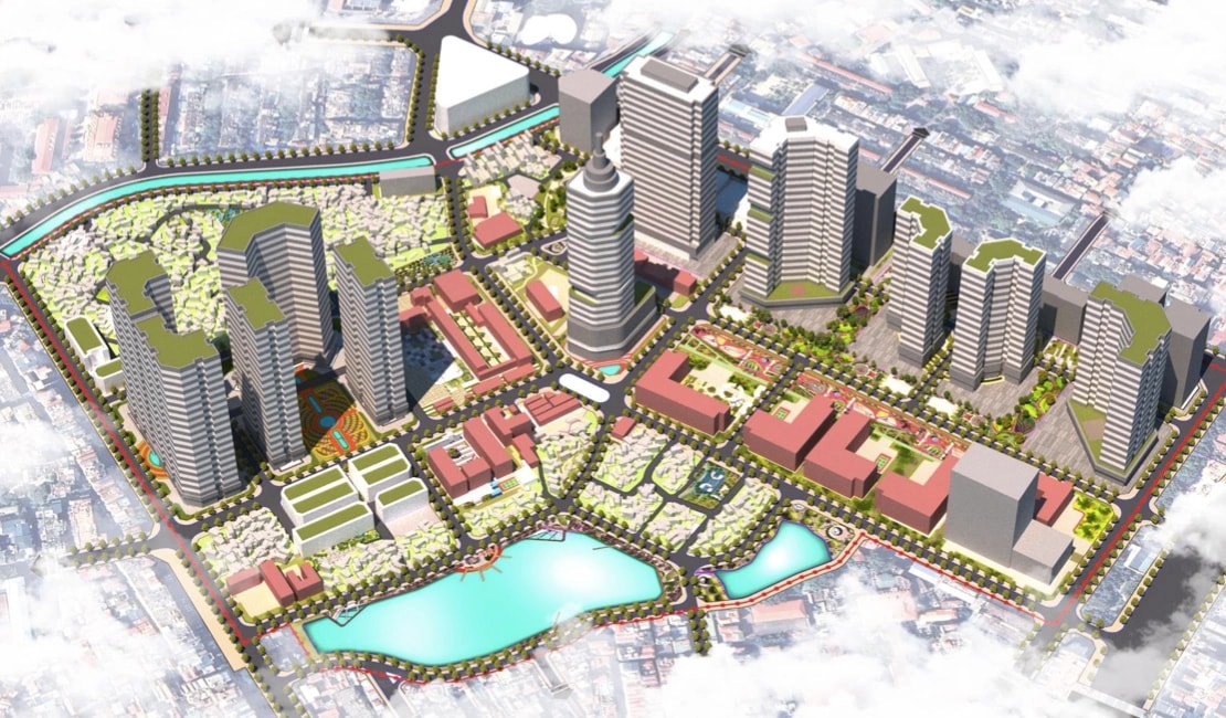 Phối cảnh minh họa dự án cải tạo, xây dựng lại khu tập thể Kim Liên và phụ cận (quận Đống Đa) đáp ứng mô hình TOD theo định hướng của Thành phố.
