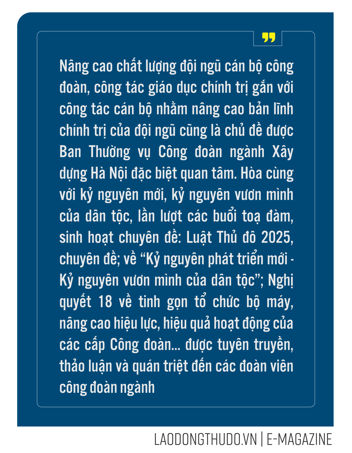 Bồi dưỡng năng lực cán bộ công đoàn trong kỷ nguyên mới