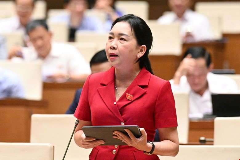 Đại biểu Lý Tiết Hạnh (Đoàn Bình Định) phát biểu. Ảnh: Quochoi.vn