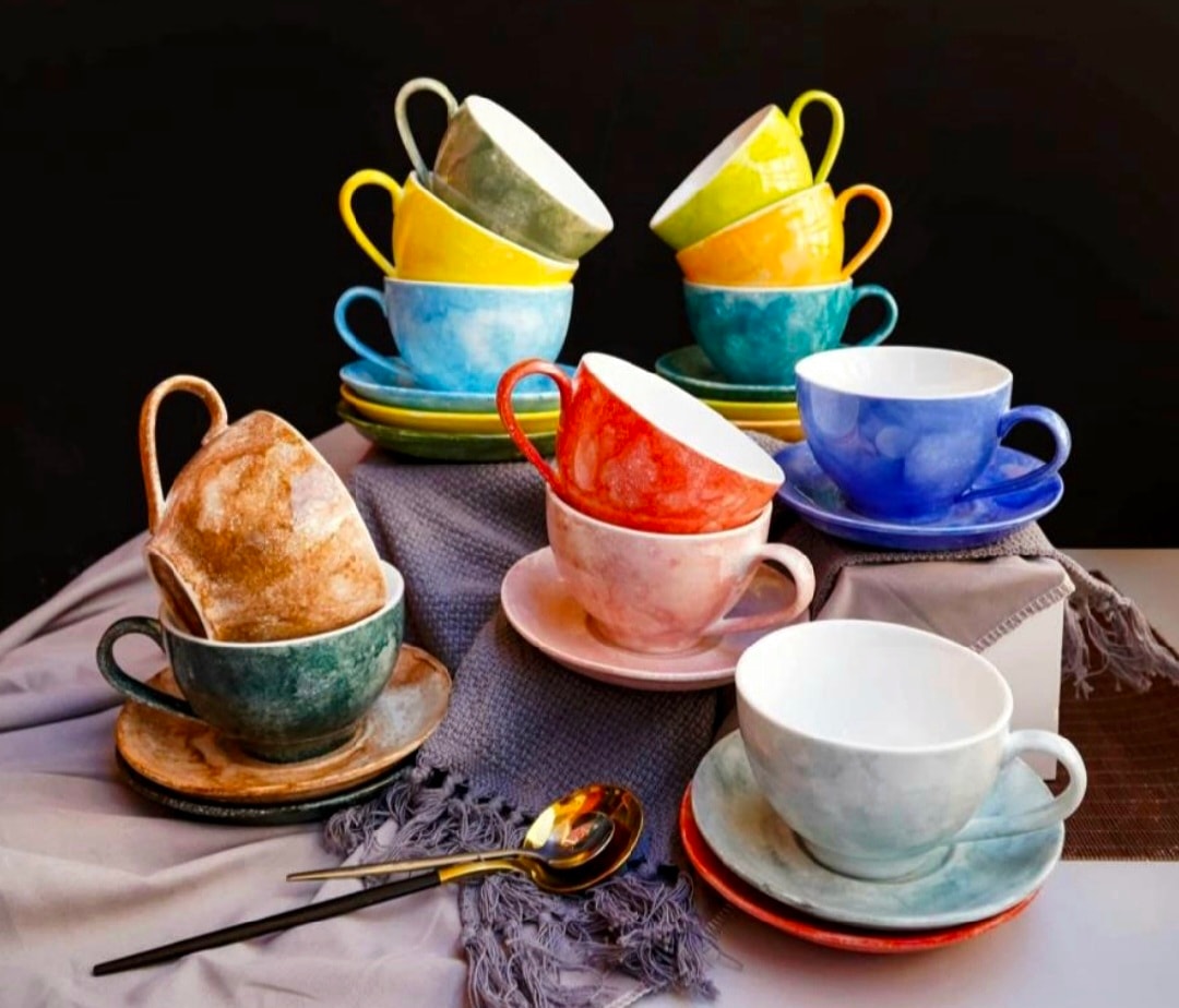 Ly sứ Cappuccino vân đá đa sắc góp phần tôn vinh cà phê