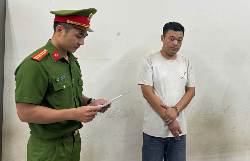Đối tượng Thái Ngọc Anh tại cơ quan Công an Đối tượng Thái Ngọc Anh tại cơ quan Công an
