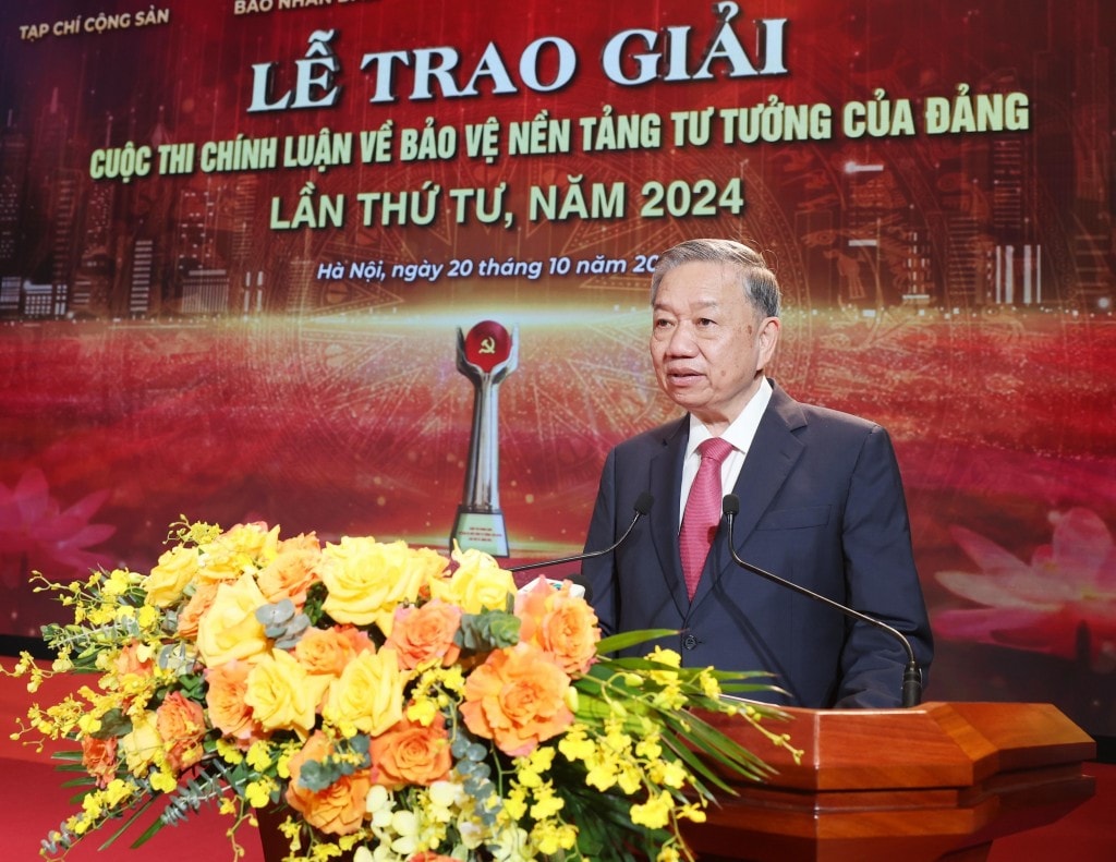 Tổng Bí thư Tô Lâm phát biểu tại Lễ trao giải cuộc thi chính luận về bảo vệ nền tảng tư tưởng của Đảng lần thứ 4