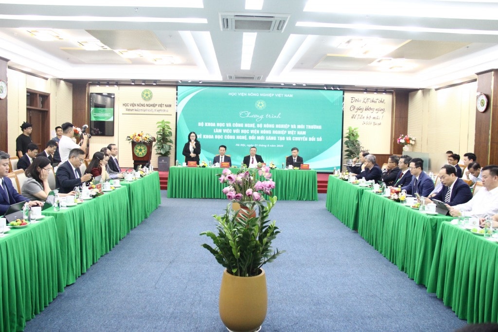 Chương trình Bộ Khoa học và Công nghệ, Bộ Nông nghiệp và Môi trường làm việc với Học viện Nông nghiệp Việt Nam (VNUA) về khoa học công nghệ, đối mới sáng tạo và chuyển đổi số Chương trình Bộ Khoa học và Công nghệ, Bộ Nông nghiệp và Môi trường làm việc với Học viện Nông nghiệp Việt Nam (VNUA) về khoa học công nghệ, đối mới sáng tạo và chuyển đổi số