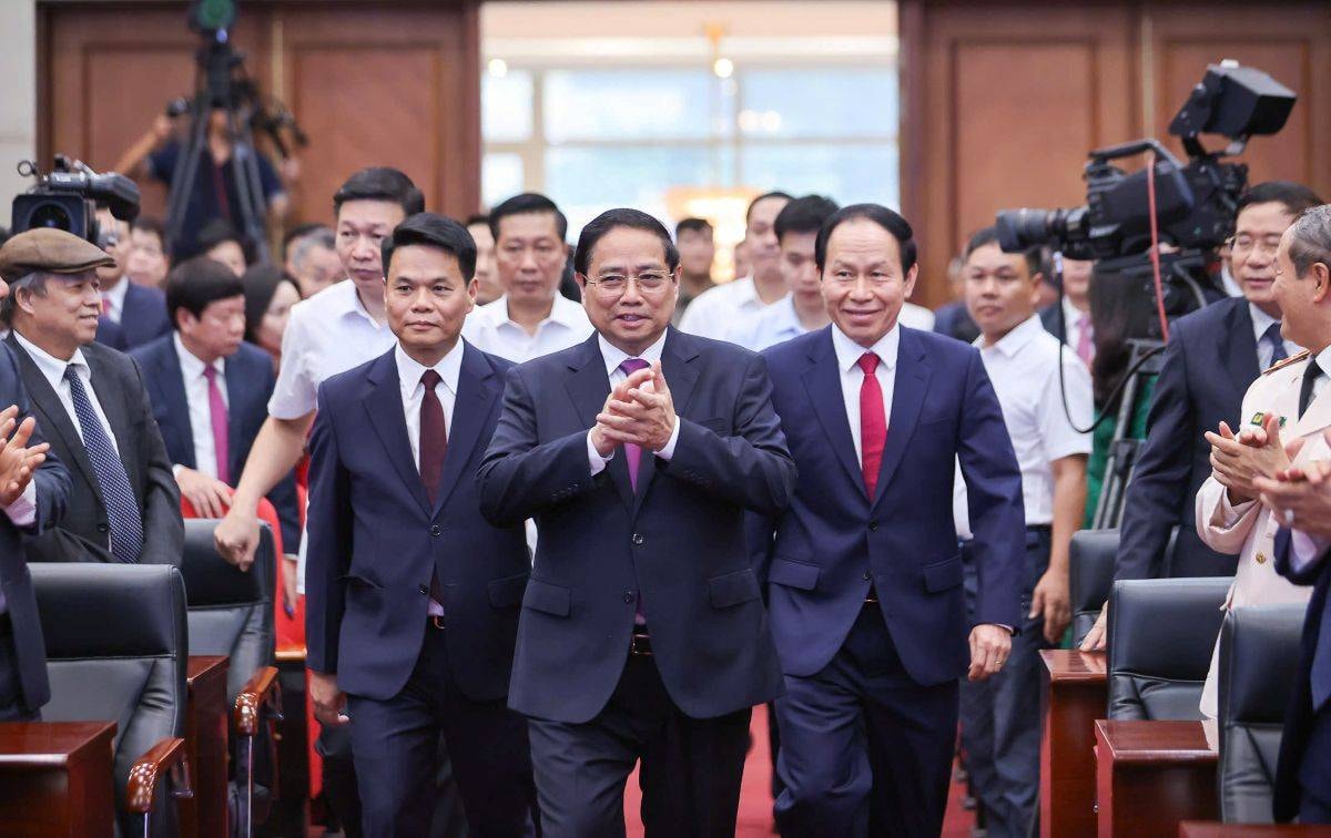 Thủ tướng Chính phủ Phạm Minh Chính dự lễ công bố thành lập TP Hải Phòng mới. Ảnh: Đoàn Bắc- Cổng thông tin điện tử Chính phủ 