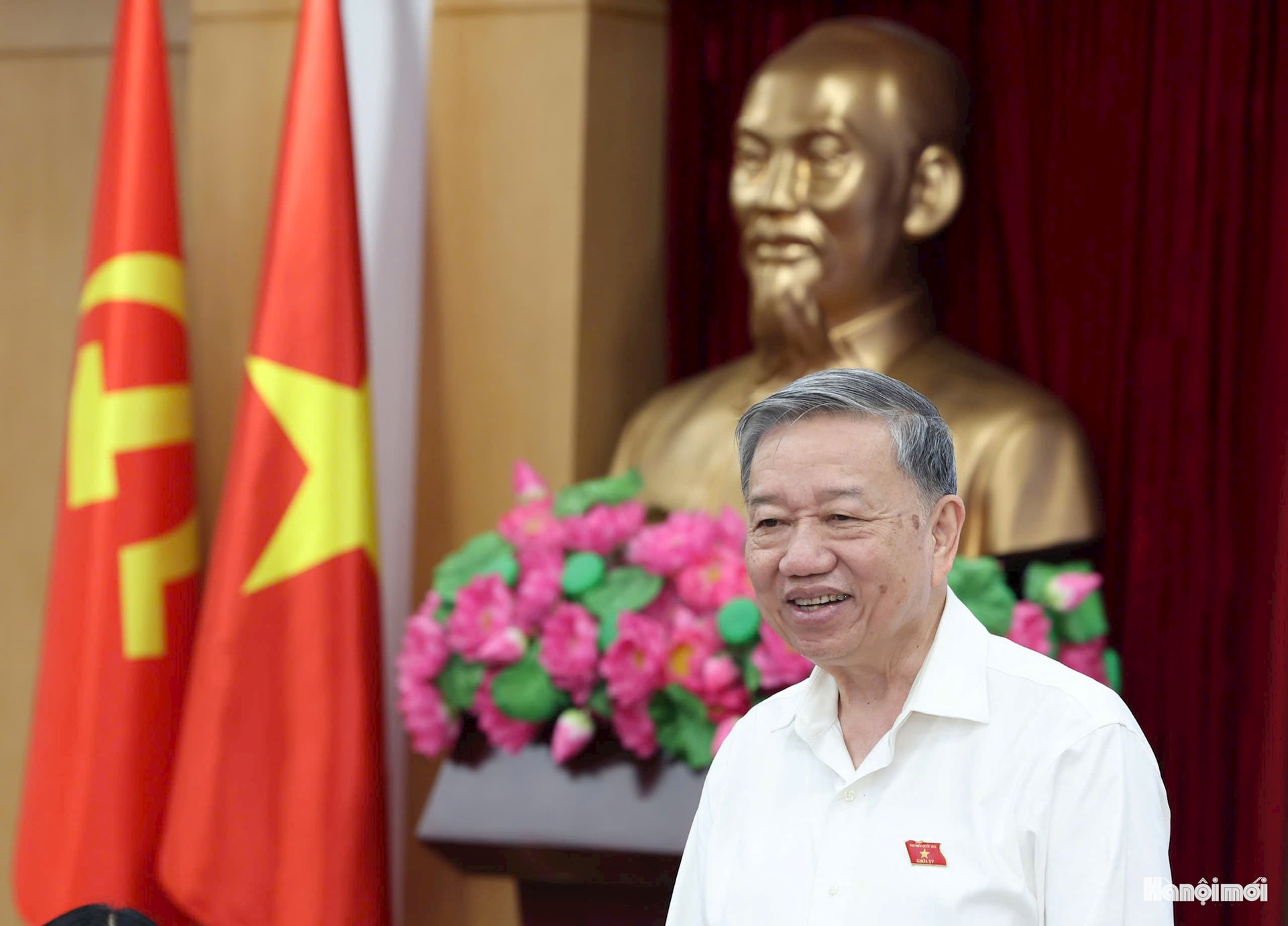 Tổng Bí thư Tô Lâm phát biểu tại buổi tiếp xúc cử tri.