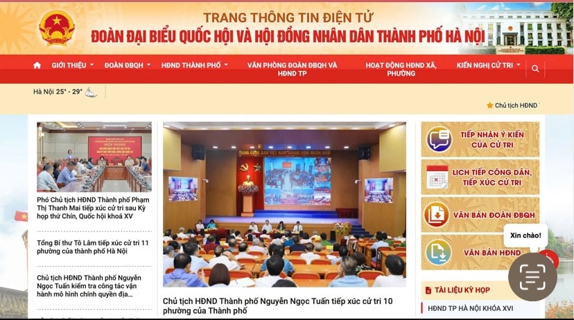 Trang TTĐT Đoàn ĐBQH và HĐND TP Hà Nội cập nhật giao diện mới