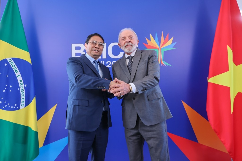 Thủ tướng Chính phủ Phạm Minh Chính và Tổng thống Brazil Luiz Inacio Lula da Silva - Ảnh: VGP/Nhật Bắc