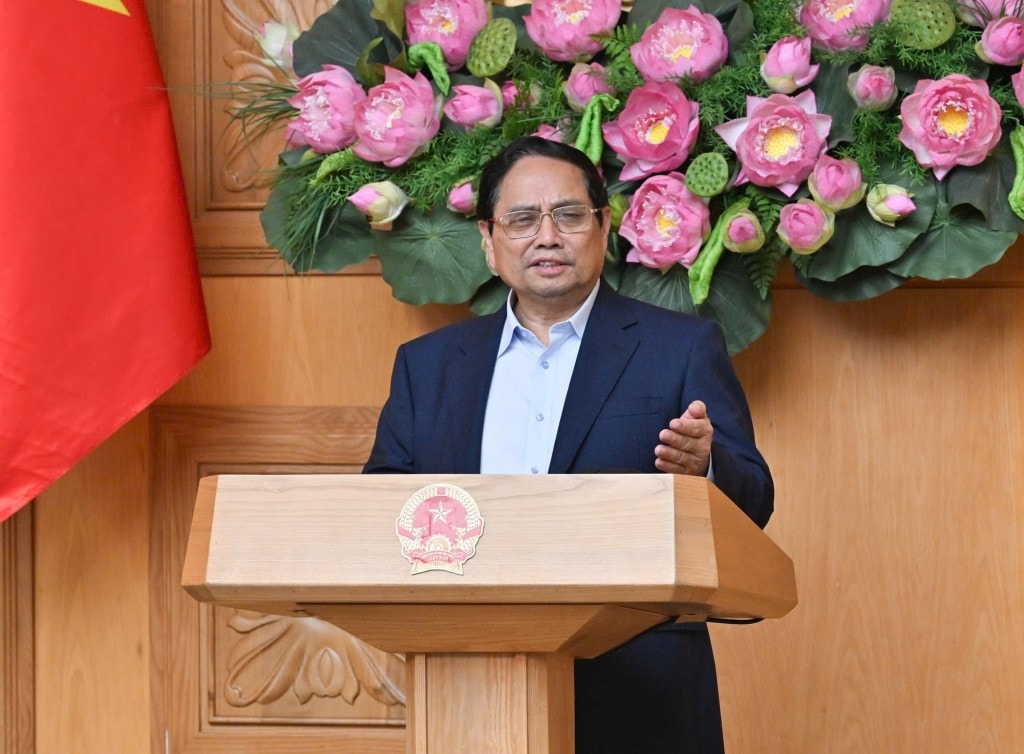 Thủ tướng Phạm Minh Chính, Trưởng Ban Chỉ đạo Trung ương triển khai xóa nhà tạm, nhà dột nát trên phạm vi cả nước, chủ trì phiên họp thứ 6 của Ban Chỉ đạo - Ảnh: VGP/Nhật Bắc