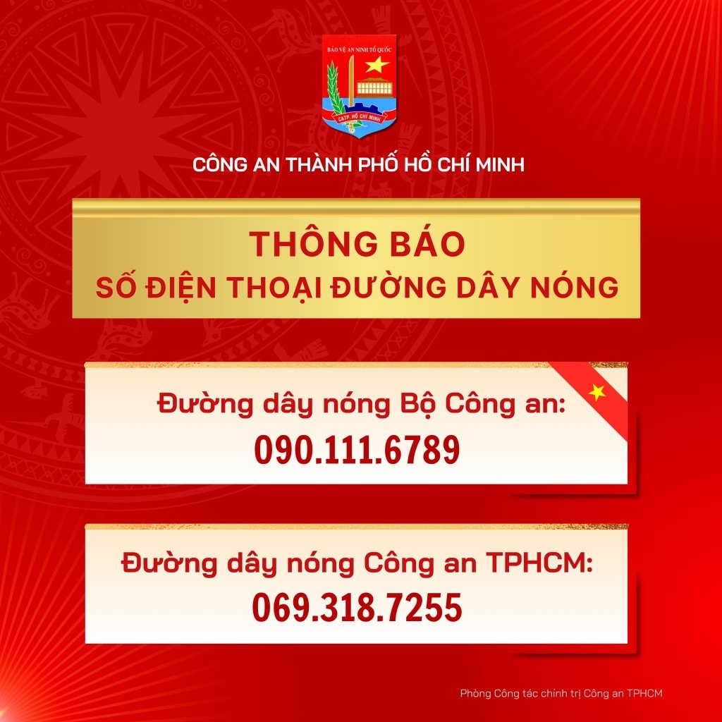 Đường dây nóng do Công an công bố