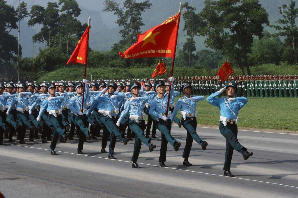 Khối sĩ quan Phòng không - Không quân tại buổi hợp luyện. Ảnh: Trọng Đức - TTXVN