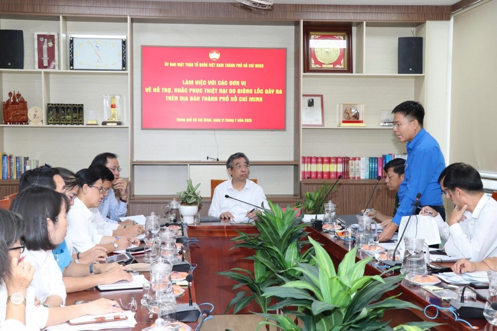 Đại diện Thành đoàn báo cáo tại buổi làm việc