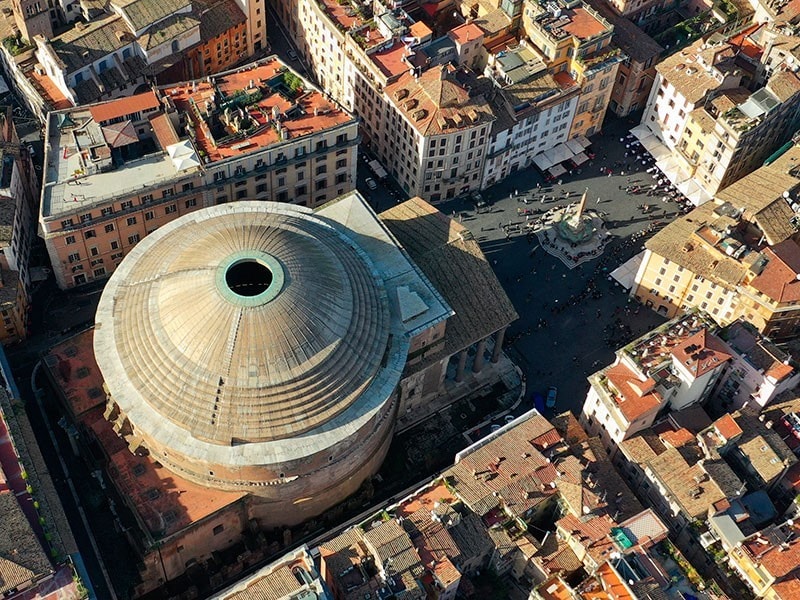 Mái vòm bê tông không cốt thép kinh điển tại đền Pantheon