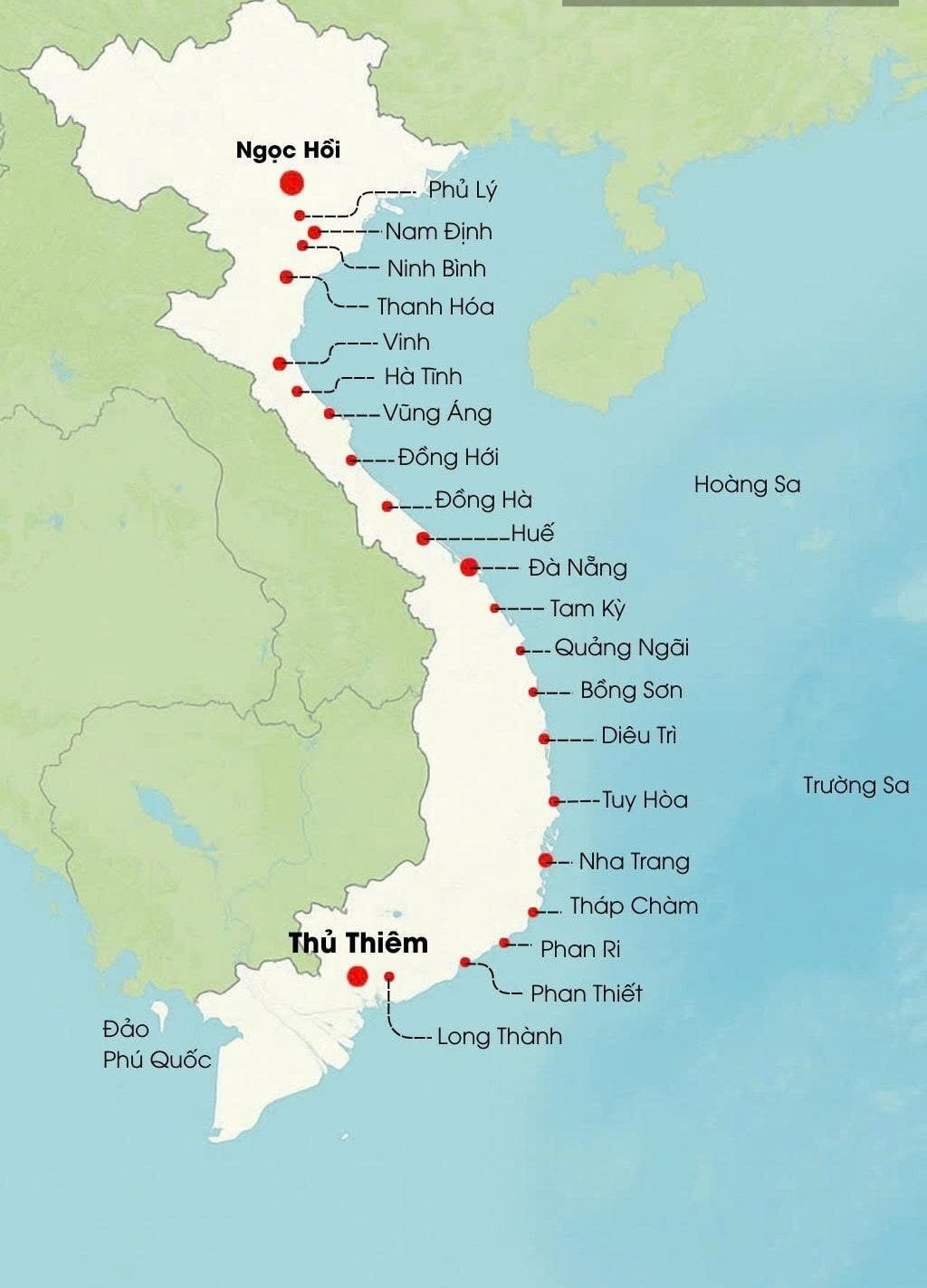 Dự kiến 23 ga trải từ Bắc vào Nam Dự kiến 23 ga trải từ Bắc vào Nam