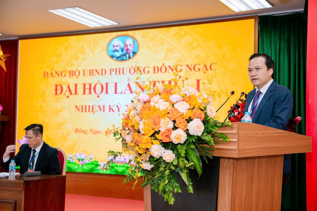Đồng chí Ngô Văn Nam: Bí thư Đảng ủy – Chủ tịch HĐND phường phát biểu chỉ đạo Đại hội Đảng bộ UBND phường lần thứ nhất, nhiệm kỳ 2025-2030