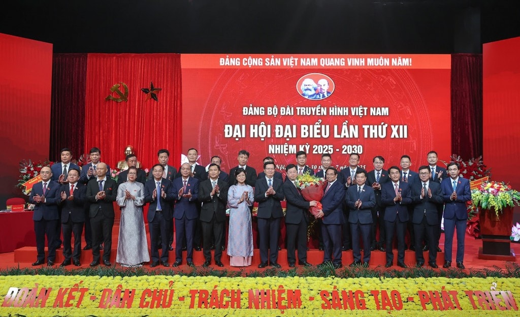 Thủ tướng chúc mừng Đại hội Đảng bộ Đài THVN nhiệm kỳ 2025 – 2030 thành công tốt đẹp - Ảnh: VGP/Nhật Bắc