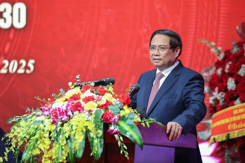 Thủ tướng Chính phủ Phạm Minh Chính dự và phát biểu chỉ đạo tại Đại hội lần thứ XII, nhiệm kỳ 2025 – 2030 của Đảng bộ Đài Truyền hình Việt Nam - Ảnh: VGP/Nhật Bắc