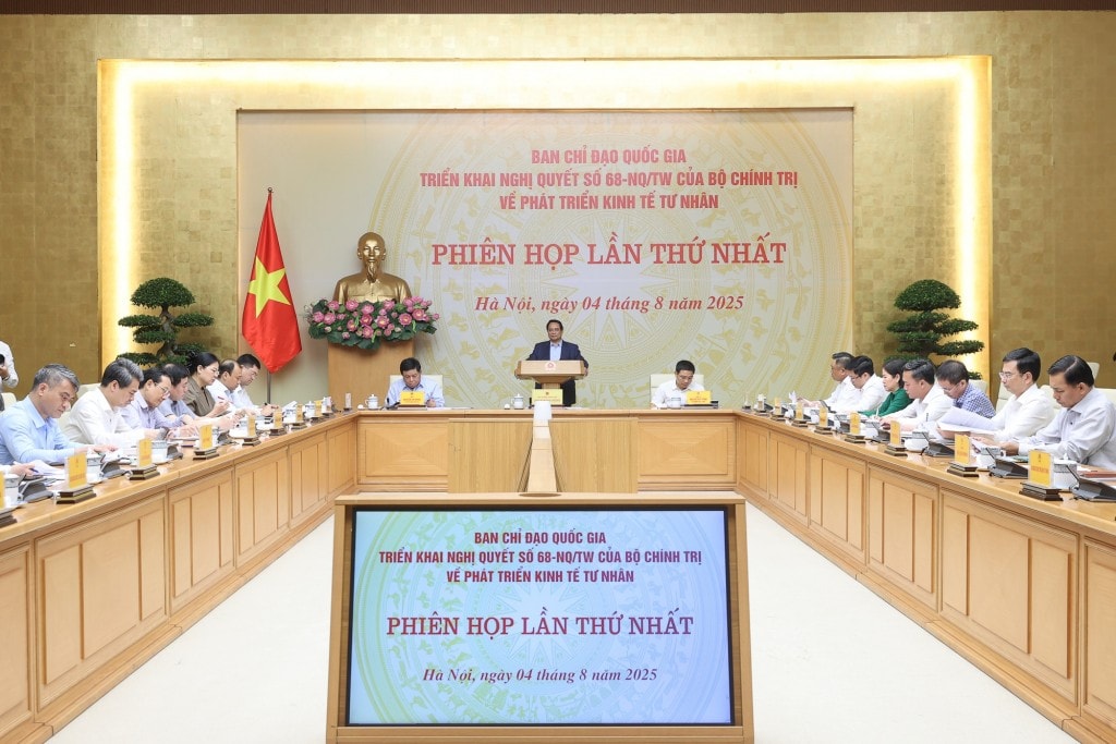 Phiên họp lần thứ nhất của Ban Chỉ đạo quốc gia triển khai Nghị quyết số 68-NQ/TW của Bộ Chính trị về phát triển kinh tế tư nhân - Ảnh: VGP/Nhật Bắc