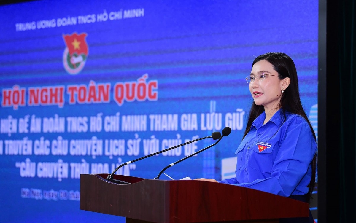 Bí thư Trung ương Đoàn, Chủ tịch Hội đồng Đội Trung ương Nguyễn Phạm Duy Trang phát biểu tại 