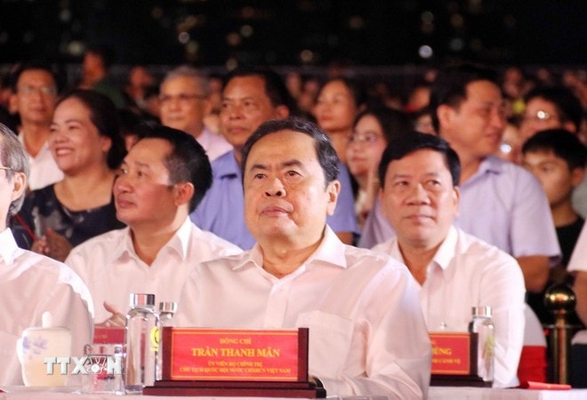 Chủ tịch Quốc hội Trần Thanh Mẫn dự chương trình tại điểm cầu Thành phố Hồ Chí Minh. (Ảnh: Xuân Khu/TTXVN)