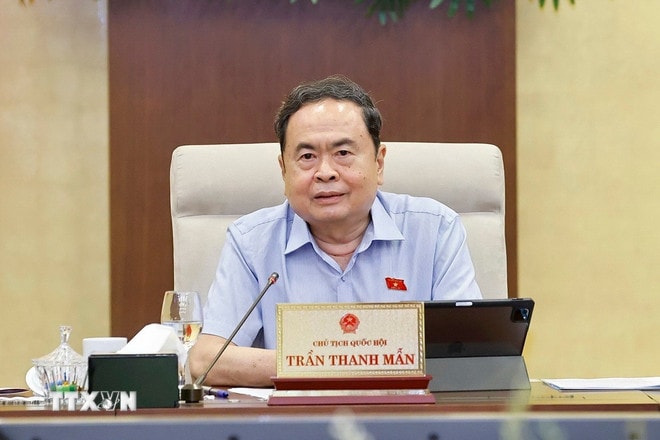 Chủ tịch Quốc hội Trần Thanh Mẫn phát biểu. (Ảnh: Doãn Tấn/TTXVN)