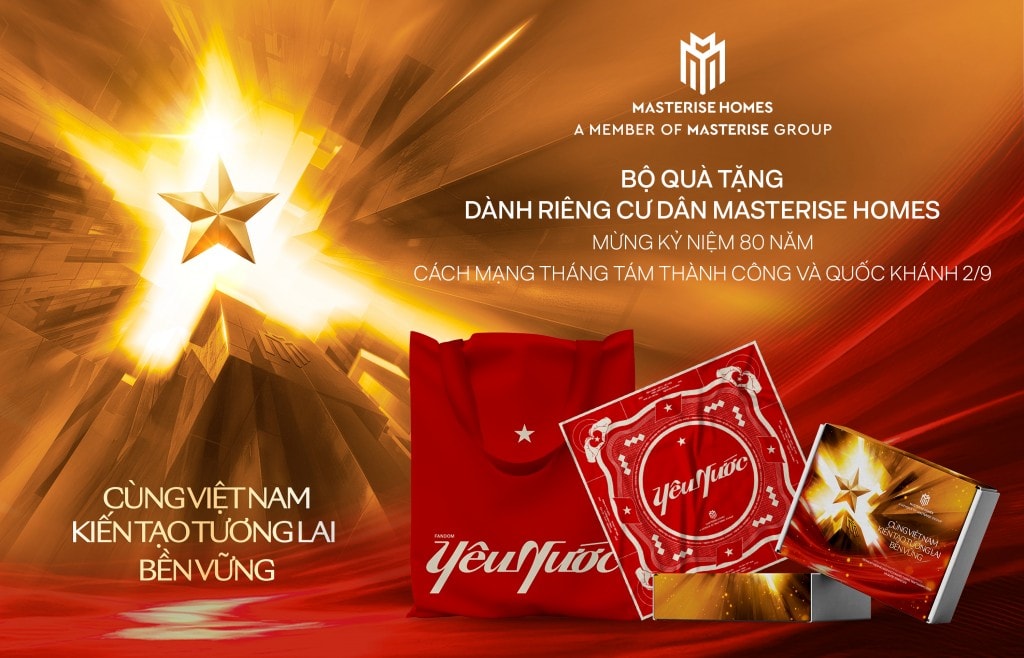 Quà tặng “Yêu nước” bao gồm cờ Tổ quốc lớn, cờ cầm tay, túi tote và khăn bandana, được Masterise Group chu đáo chuẩn bị nhằm “tiếp sức” cộng đồng cư dân hưởng ứng “Concert Quốc gia” mọi lúc, mọi nơi trong dịp trọng đại của dân tộc