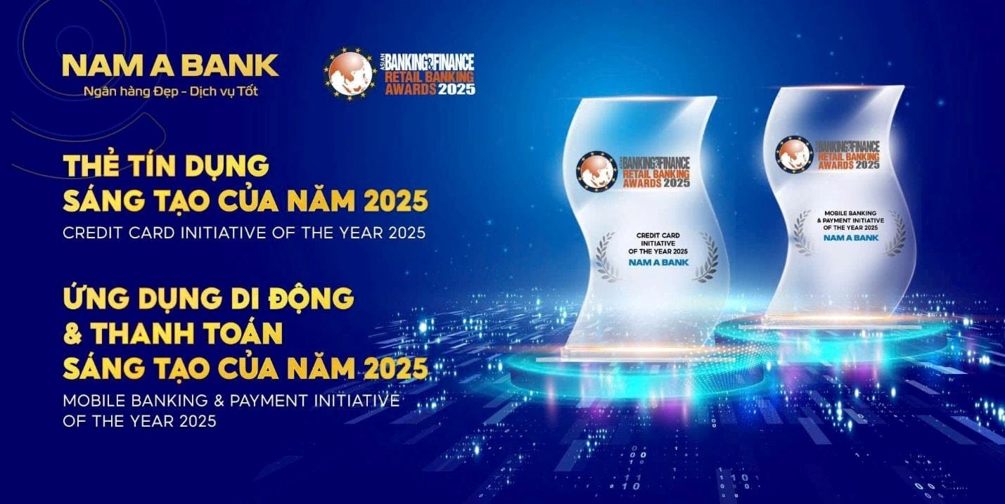 Nam A Bank nhận cú đúp giải thưởng quốc tế