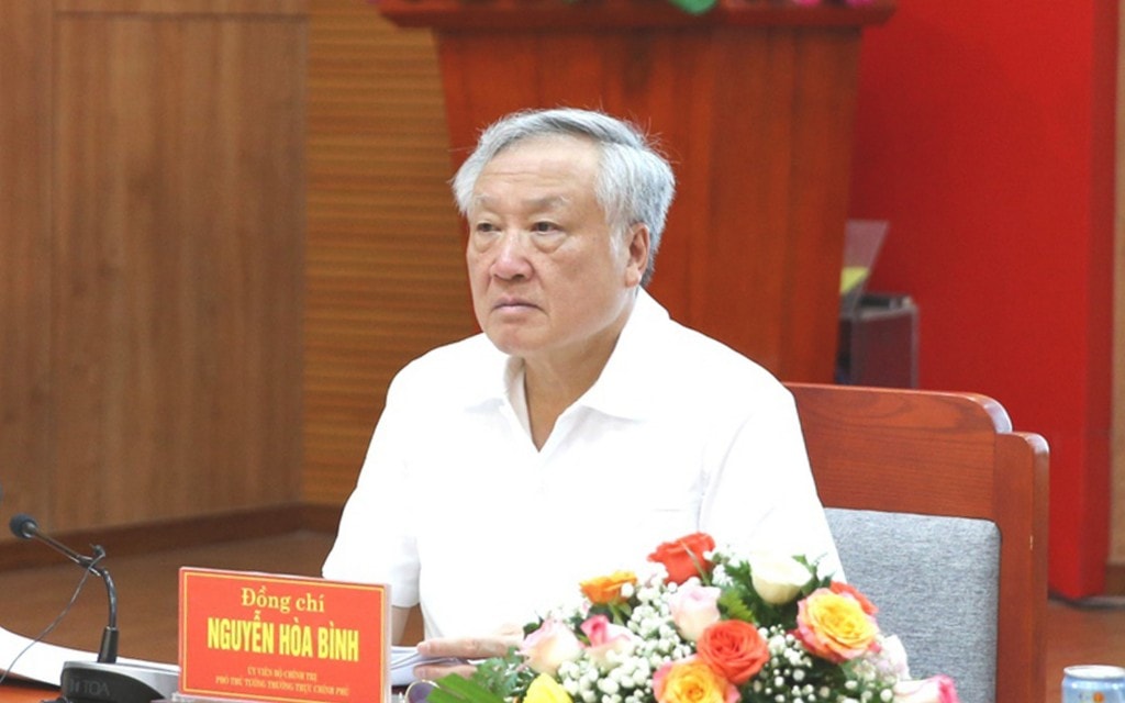 Phó Thủ tướng Thường trực Chính phủ Nguyễn Hòa Bình làm việc với Ban Thường vụ Tỉnh ủy Khánh Hòa về việc tháo gỡ khó khăn, vướng mắc cho các dự án trên địa bàn tỉnh - Ảnh: VGP/Nguyễn Hoàng