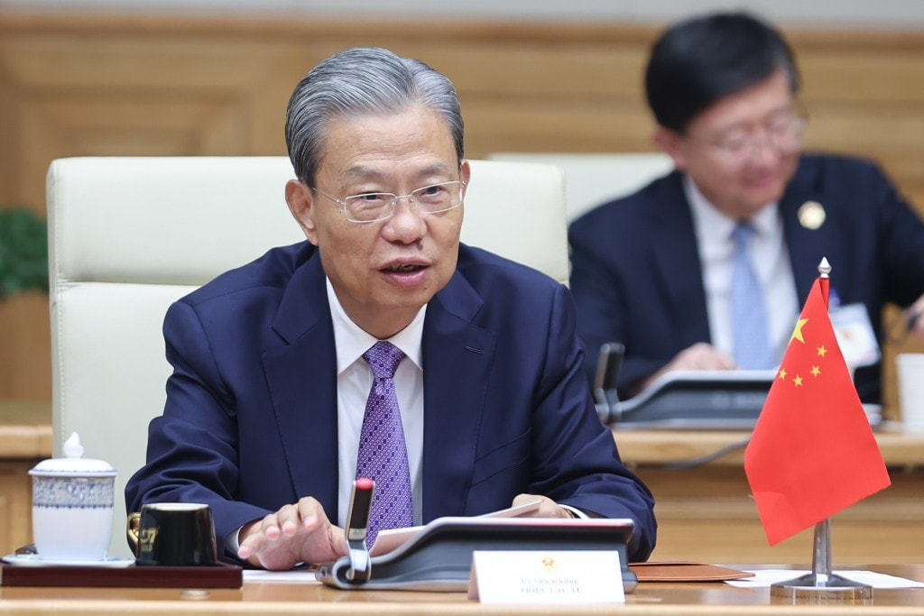 Ủy viên trưởng Triệu Lạc Tế khẳng định Trung Quốc sẵn sàng cùng Việt Nam đi sâu hợp tác thực chất, mở cửa hơn nữa thị trường cho hàng hóa chất lượng cao của Việt Nam - Ảnh: VGP/Nhật Bắc