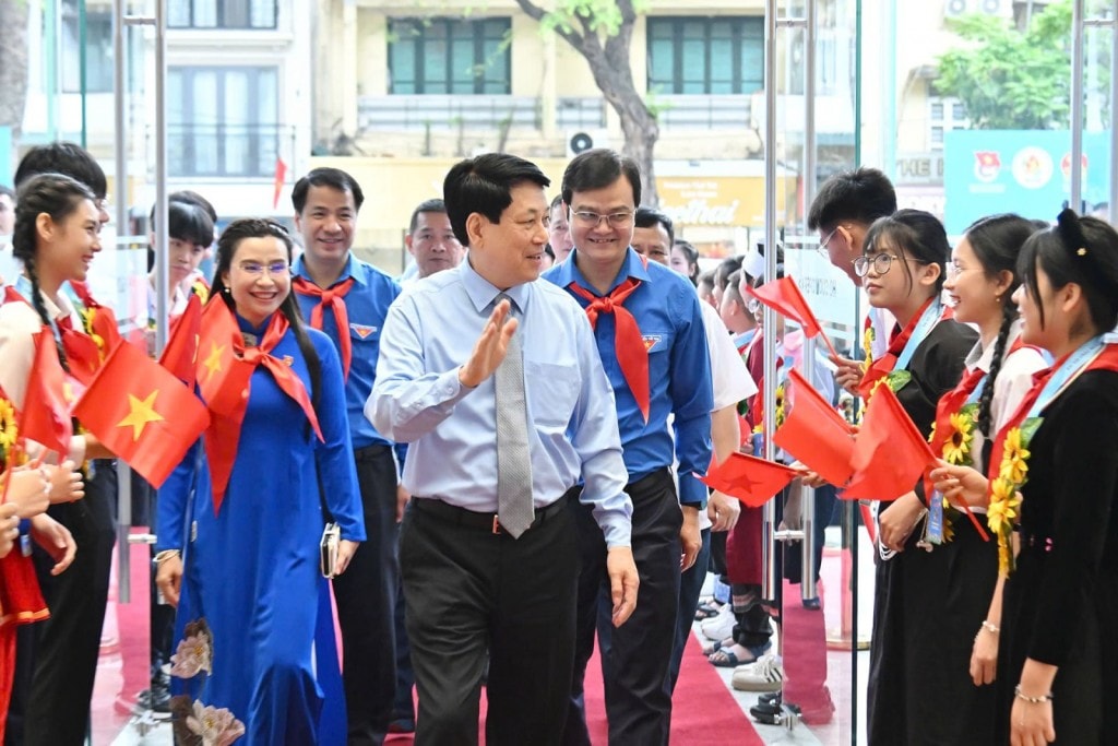 Chủ tịch nước Lương Cường tới dự Lễ tuyên dương Cháu ngoan Bác Hồ toàn quốc lần thứ X – năm 2025. Ảnh: Văn phòng Chủ tịch nướcPCTN
