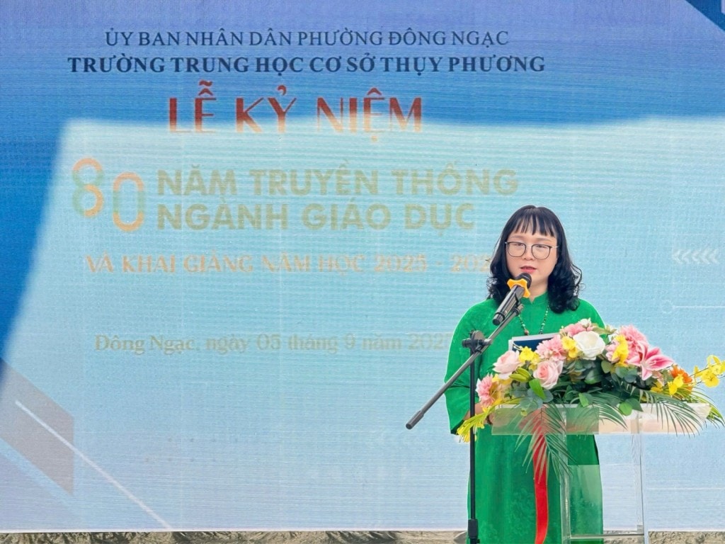 nhà giáo Nguyễn Thị Thúy Hằng - Hiệu trưởngtrường THCS Thụy Phương