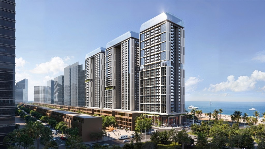 Phối cảnh Sun Centro Town - tổ hợp 3 tòa nhà căn hộ cao tầng ven biển