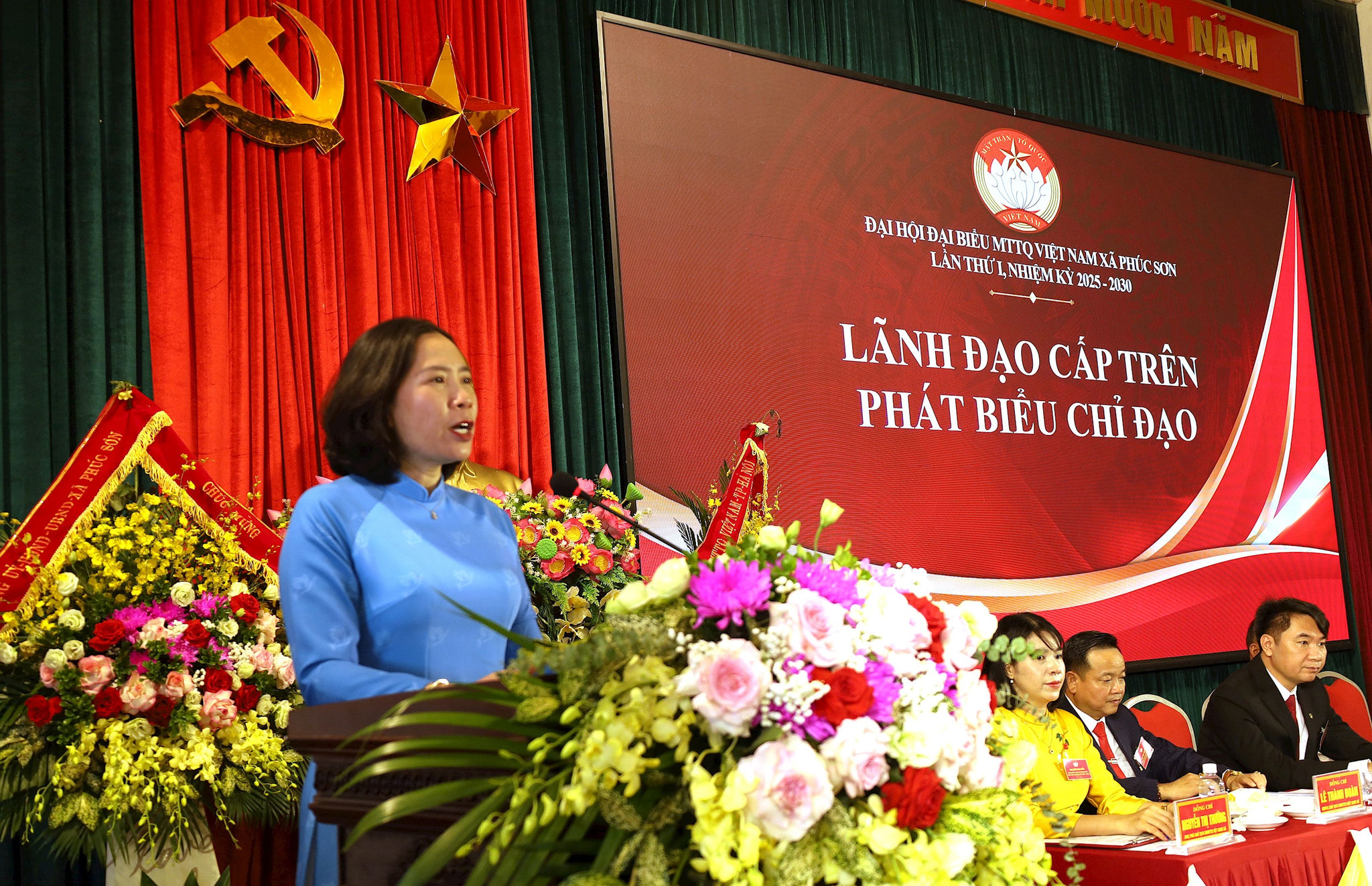 Phó Chủ tịch Ủy ban MTTQ Việt Nam thành phố Hà Nội Lê Kim Anh phát biểu chỉ đạo Đại hội. Ảnh: Kim Nhuệ