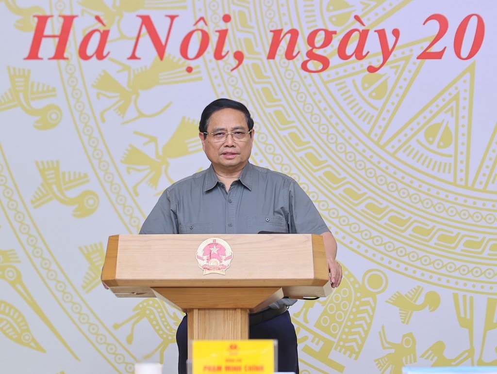 Thủ tướng Chính phủ Phạm Minh Chính nhấn mạnh, thể chế là 1 trong 3 đột phá chiến lược, gần đây được xác định là đột phá của đột phá nhưng vẫn là điểm nghẽn của điểm nghẽn - Ảnh: VGP/Nhật Bắc